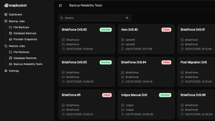 Backup reliability