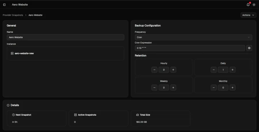Provider snapshots